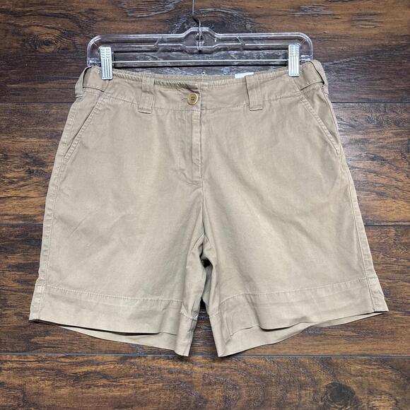 Talbots Women's Khaki Chino Shorts - Beige, Stretch - 7" Inseam Size 4 - Picture 1 of 5